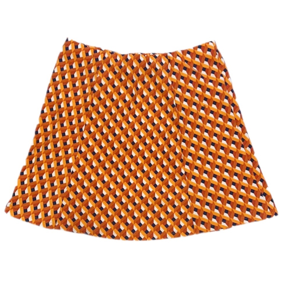 Orange Retro Geo Print Mini Skirt - Picture 2 of 10
